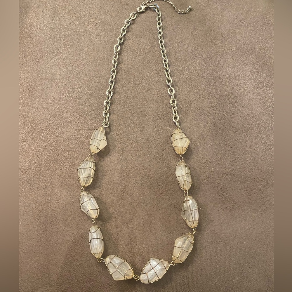 Gold Necklace with Stones and Wrap Detail